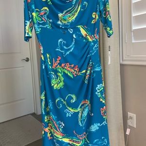 Teal Spring print dress